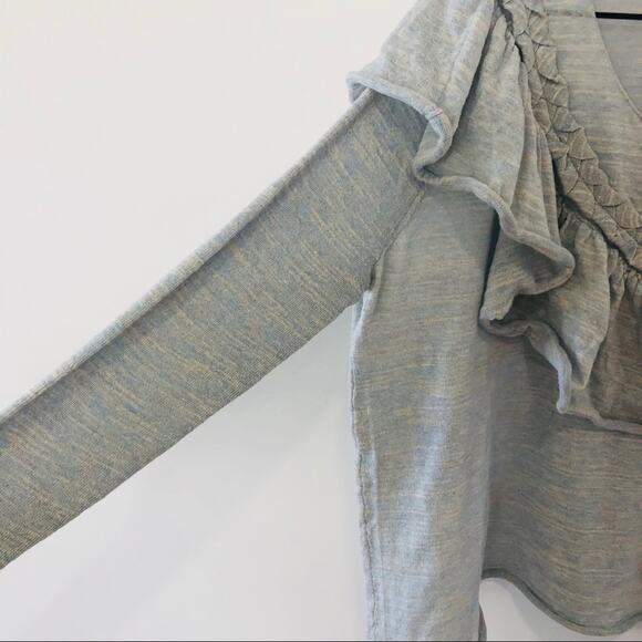 Wildfox Lais ruffled light Blue heather sweater Medium NWT - Picture 6 of 11